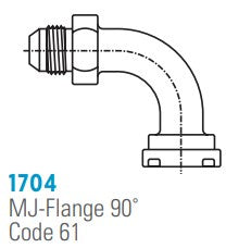 1704 MJ-Flange, NB6890, 90° , Male JIC to Code 61 Flange Elbow